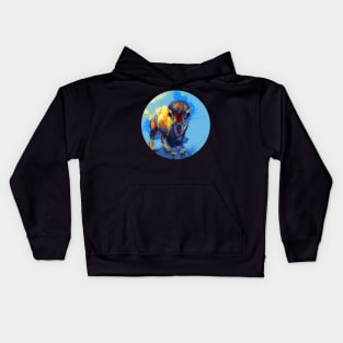 On the Plain - Bison Painting Kids Hoodie